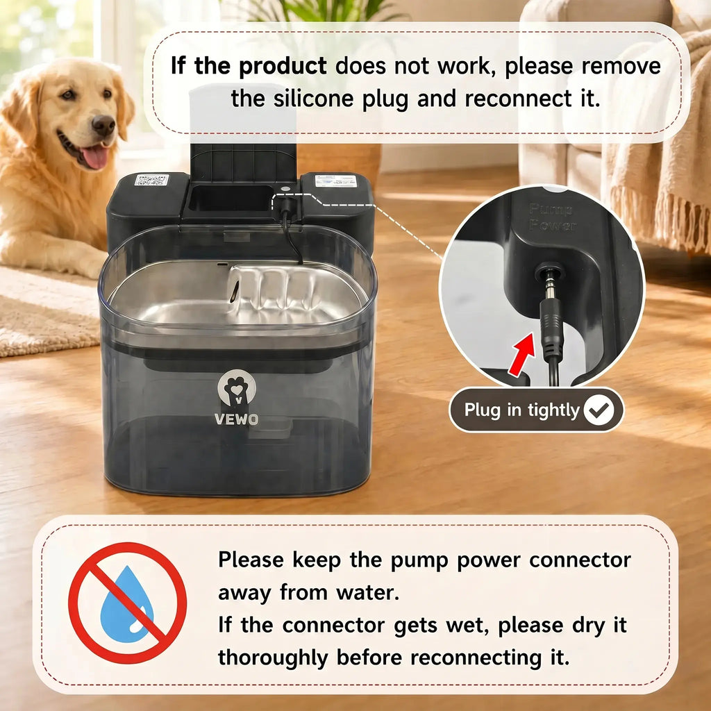 VEWO 11L Dog Water Fountain – No Spill, Ultra Quiet – 7 Days No Refill for Large Pets