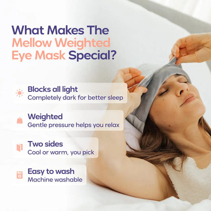 Mellow Sleep Weighted Eye Mask – Strapless 360° Wraparound, Soft Light Blocking for Relaxation