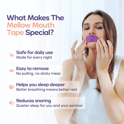 Mellow Sleep Mouth Tape – Gentle Hypoallergenic, Nasal Breathing Aid – Snoring Relief & Comfortable Sleep